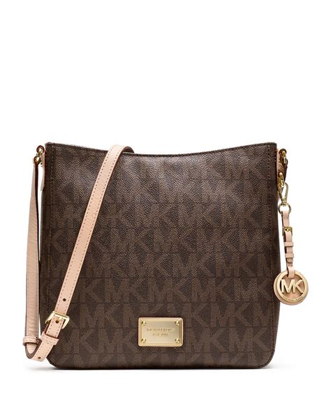 michael kors jet set travel large logo messenger brown|Michael Kors jet Messenger.